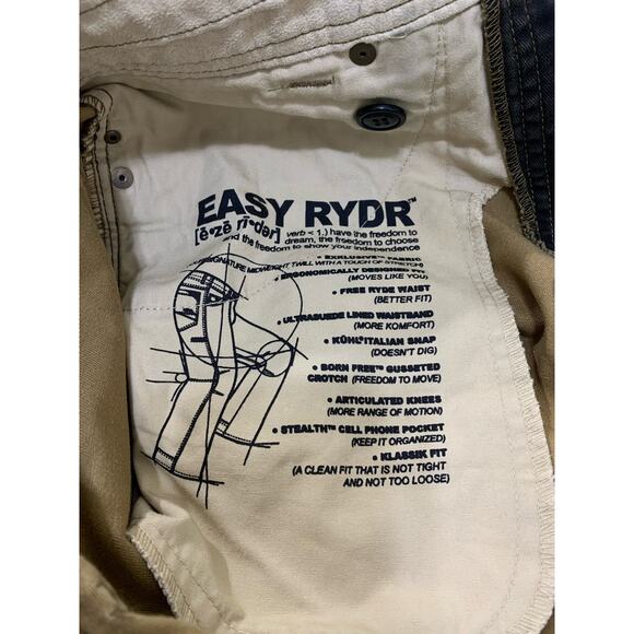 Kuhl Pants Mens 32 x 34 Brown Vintage Patina Dye Denim Easy Rydr Legendary - Picture 7 of 11